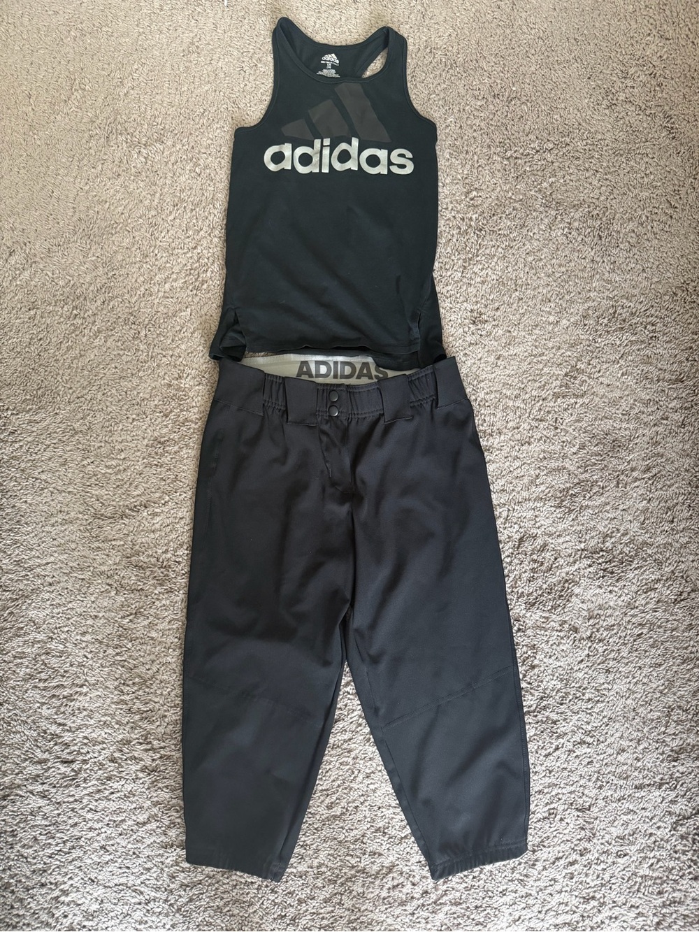 WORN ONCE! Adidas Black Logo Tank with Black Athletic Softball Pants